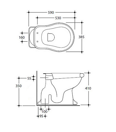 Чаша для унитаза приставного Kerasan Retro 101004 nero черный глянцевый , вертикальный выпуск
