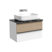 Тумба с раковиной и столешницей Sancos Delta DL80W+TT80A1 дуб светлый/белый/Black Sky