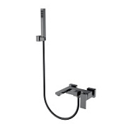 Смеситель Boheme Qubic 473-SGM для ванны с душем, оружейная сталь глянцевая