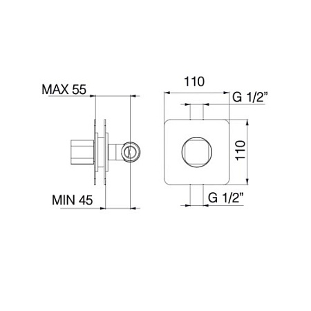 Термостат Palazzani Mis 92258910 для душа(внешняя часть), хром