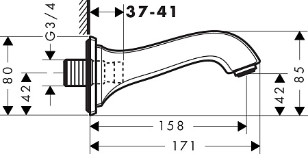 Излив Hansgrohe Metropol 13425000 для ванны, хром