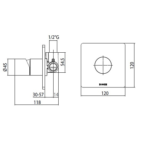Cкрытая монтажная часть Bossini  Z00007000 смесителя для душа, бронза