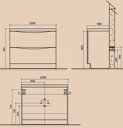 Мебель для ванной  BelBagno Ancona-N 100 rovere moro напольная 