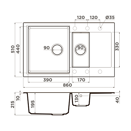 Кухонная мойка Omoikiri Bosen 47-SA 50x47x19 бежевый