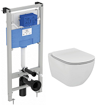 Комплект Ideal Standard Tesi T3868V1 подвесной унитаз + инсталляция + крышка-сидение