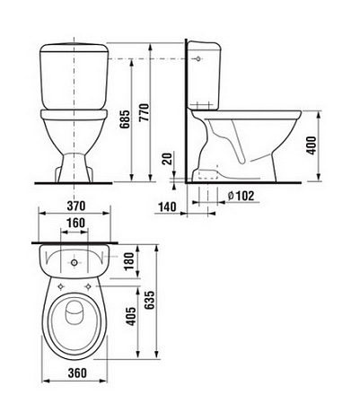 Унитаз-компакт Jika Lyra 8242370002429 вертикальный выпуск