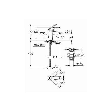 Смеситель Grohe Eurosmart 23968003 для раковины