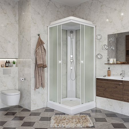 Душевая кабина Niagara Promo P90/13Q/MT 90x90x215 L/R стекло матовое/профиль белый