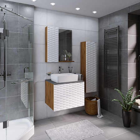 Шкаф-зеркало Grossman Альба 206501 65 велингтон/белый