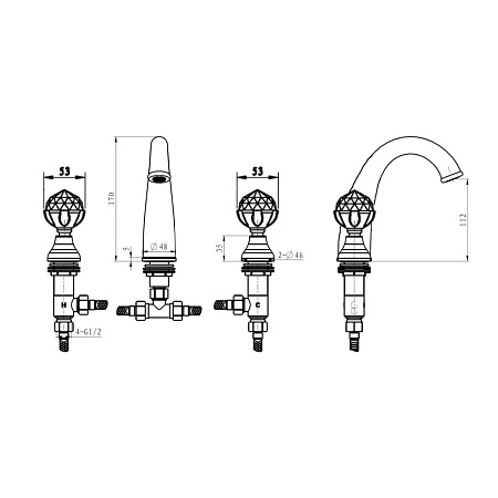 Смеситель Boheme Brillante Presente 357 для раковины, хром