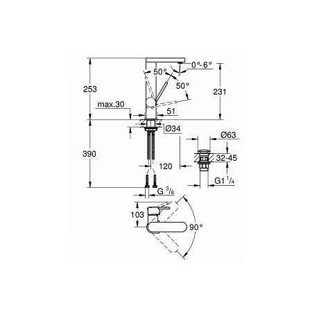 Смеситель Grohe Plus 23873003 для раковины