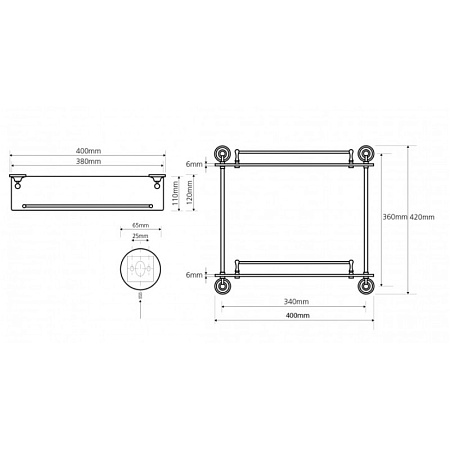 Полка Bemeta Retro 144301122 двойная хром