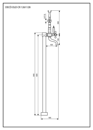 Смеситель Emmevi Deco Old 1261128OR для ванны с душем, золото