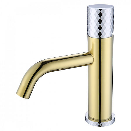Смеситель Boheme Stick 121-GCR для раковины, ручка Diamond, золото/хром