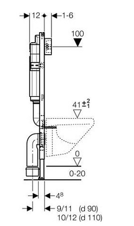Система инсталляции для унитазов Geberit Duofix Delta UP182 458.160.00.1