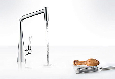 Смеситель Hansgrohe Metris 14820800 для кухонной мойки, нержавеющая сталь