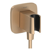 Шланговое подключение Hansgrohe Fixfit Porter Q 26887140 с держателем душа, шлифованная бронза