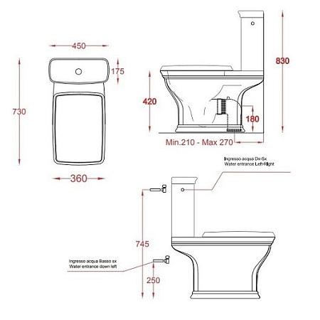 Унитаз-компакт ArtCeram Civitas CIV004 34;00 grigio