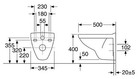 Чаша для подвесного унитаза Gustavsberg Nautic GB115530001000 белый