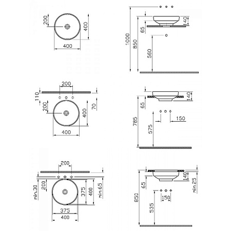 Раковина VitrA Water Jewels 4334B070-0016 40  черный