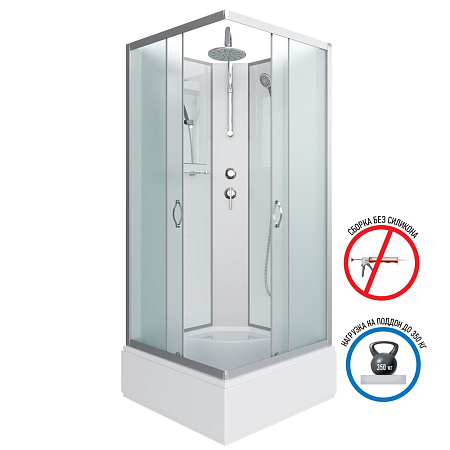 Душевая кабина Niagara Classic NG-1108-14BKT 90x90x90 стекло матовое/профиль серебро