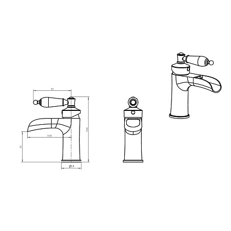 Смеситель Boheme Vogue 201-SW для раковины, бронза/Swarovski