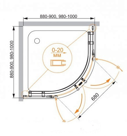 Душевой уголок Cezares Bergamo-R-2-90-Arco-C-Cr