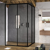 Душевой уголок Ravak Blix Slim BLSRV2K-90/BLSRV2K-100 X1XM70300Z1+X1XMA0300Z1 Transparent, черный