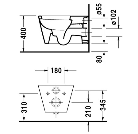 Чаша для унитаза подвесного Duravit Starck 1 0210090064