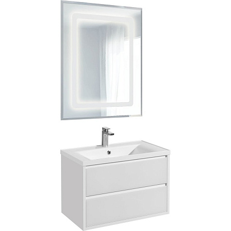 Тумба с раковиной Aquaton Римини 1A226701RN010 80 раковина Айрис М, белый глянцевый