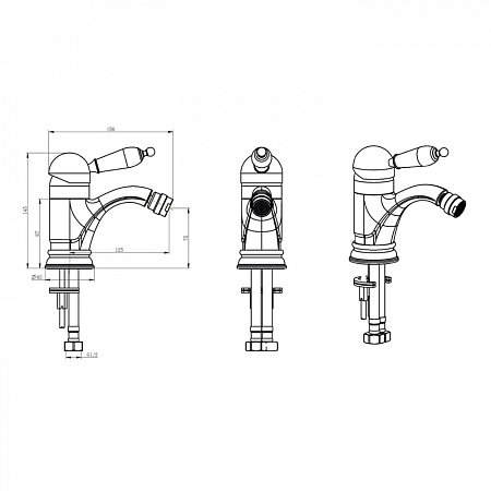 Смеситель Boheme Crystal 286-CRST для биде, золото