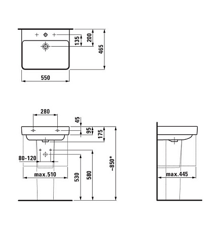 Раковина Laufen Pro S 8.1096.2.000.104.1 55