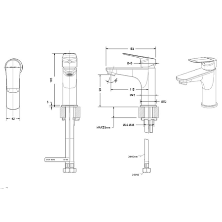 Смеситель Bravat Rhein F1429564CP-9-ENG для раковины, хром