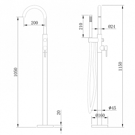 Смеситель ABBER Wasser Kreis AF8115 напольный для ванны, хром