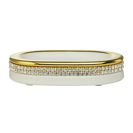 Мыльница Migliore Dubai 26961 белый, декор золото, swarovski