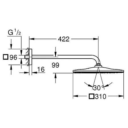 Верхний душ Grohe Rainshower 310 Mono 26563000 хром