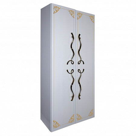 Шкаф-пенал Tessoro Laura TS-LA-2S-W/G/glass 60 с узором, белый глянец золото со стеклом