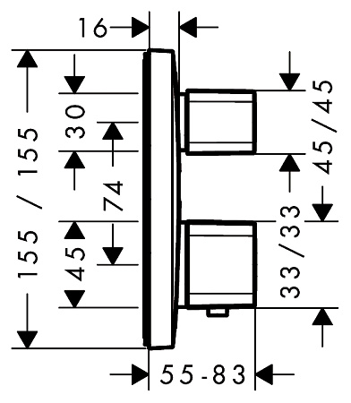 Термостат Hansgrohe Ecostat E 15708000 для ванны с душем, с запорным вентилем, хром