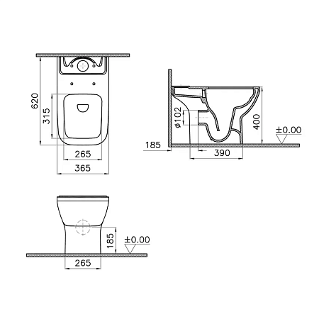 Унитаз-компакт VitrA Integra Square Open-Back 9833B003-7205 микролифт