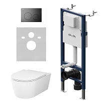 Комплект: инсталляция + клавиша + унитаз AM.PM Func IS90138.8F1701 белый/черный матовый