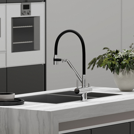 Смеситель для кухонной мойки Sancos Dora SC4003CH хром/черный