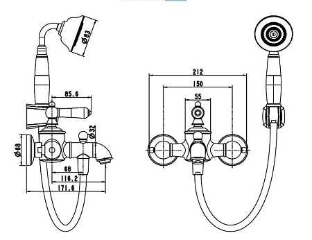 Смеситель Bravat Art F675109C-B для ванны с душем хром