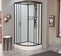 Душевая кабина Frank F409 М Black 90x90x220 без крыши, черный