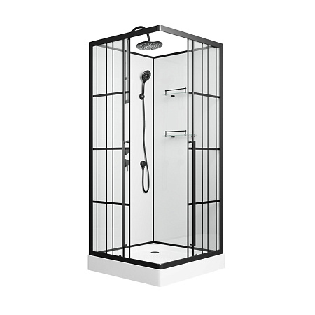 Душевая кабина Niagara Standart ST100/15QL/KL/BKT 100x100x225 черный матовый/прозрачный клетка