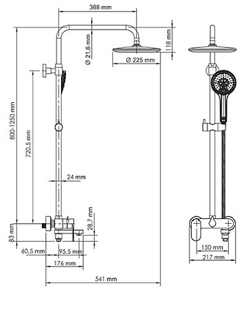Душевая стойка WasserKRAFT A17401 черный