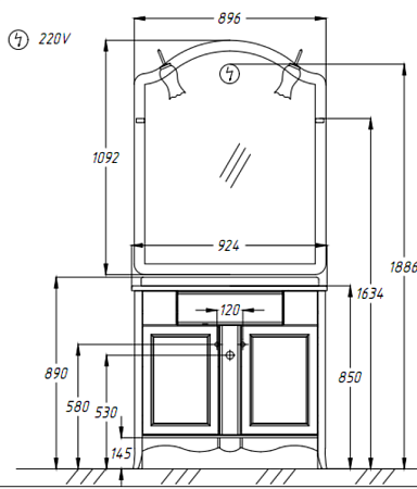 Мебель для ванной Opadiris Виктория Z0000012694 90 слоновая кость