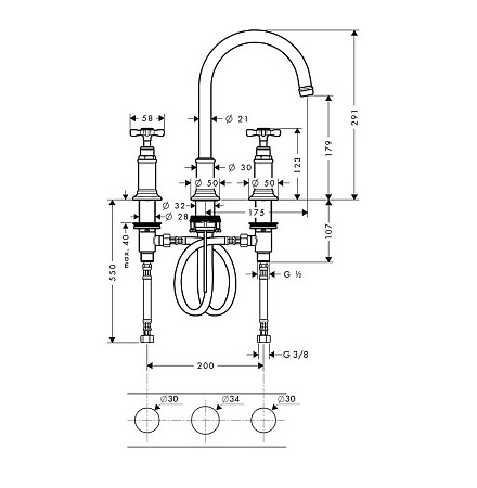 Смеситель Axor Montreux 16513820 для раковины, шлифованный никель