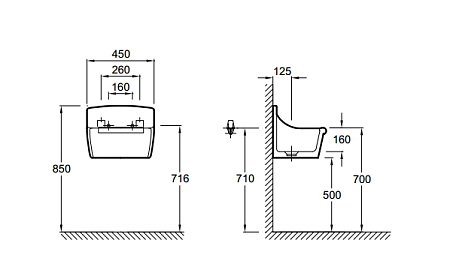 Раковина Jacob Delafon Norma E1899 с отверстиями для решётки