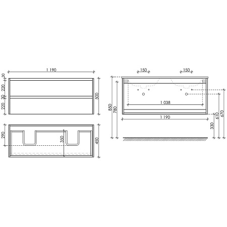 Тумба с раковиной Sancos Libra 120 LB120-2W белый/черный