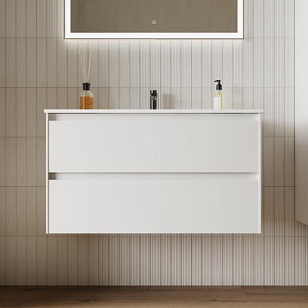 Тумба с раковиной Sancos Cento 90 CN90W белый глянцевый